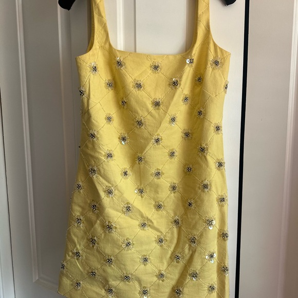 Tanya Taylor Dresses & Skirts - Tanya Taylor Yellow Embellished Mini Dress